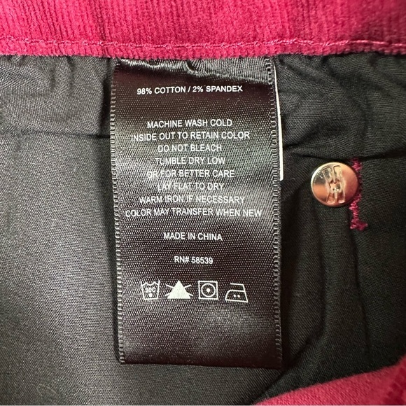 NWT Kut From the Kloth Dark Pink Corduroy Diana Skinny Pants. Size 12 - Picture 9 of 11